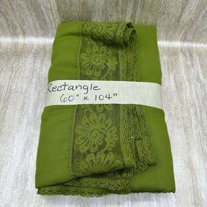 Green Retro Tablecloth with Green‎ Lace Hem Table Linens Rectangle 60X104